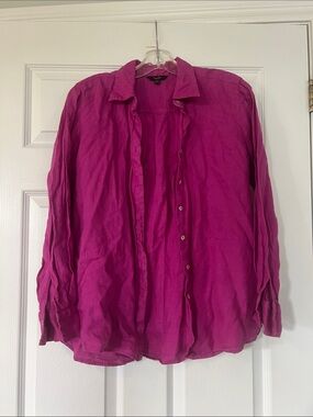 100% linen Massimo Dutti Fuchsia Button-Down Shirt